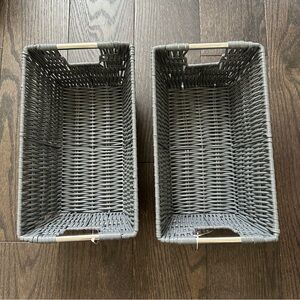 2 Whitmor Rattique Small Shelf Tote Gray Baskets